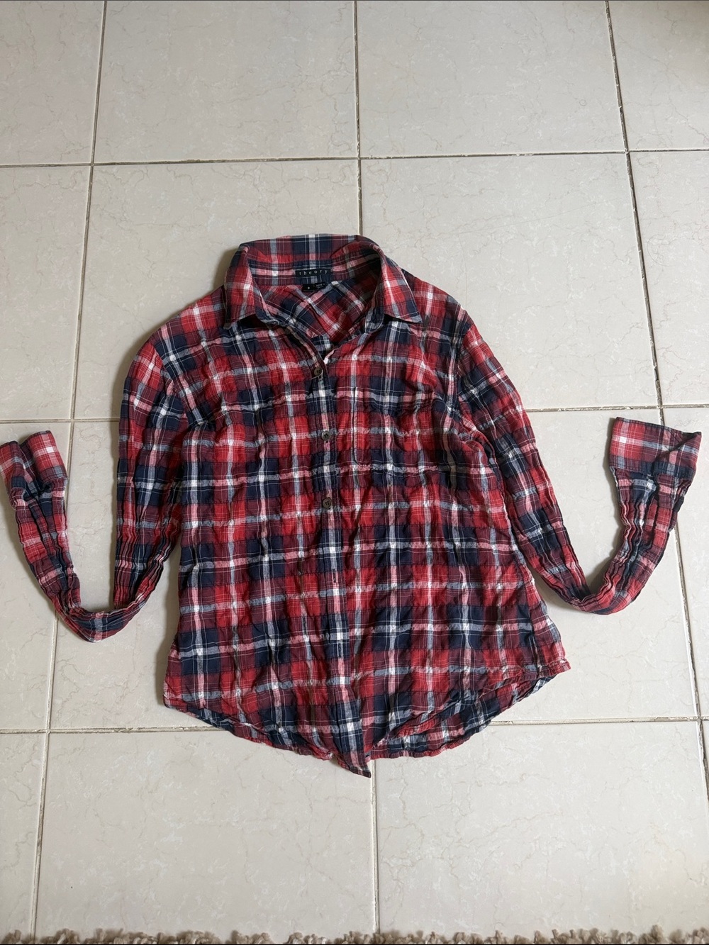 THEORY Plaid Button-Up Shirt